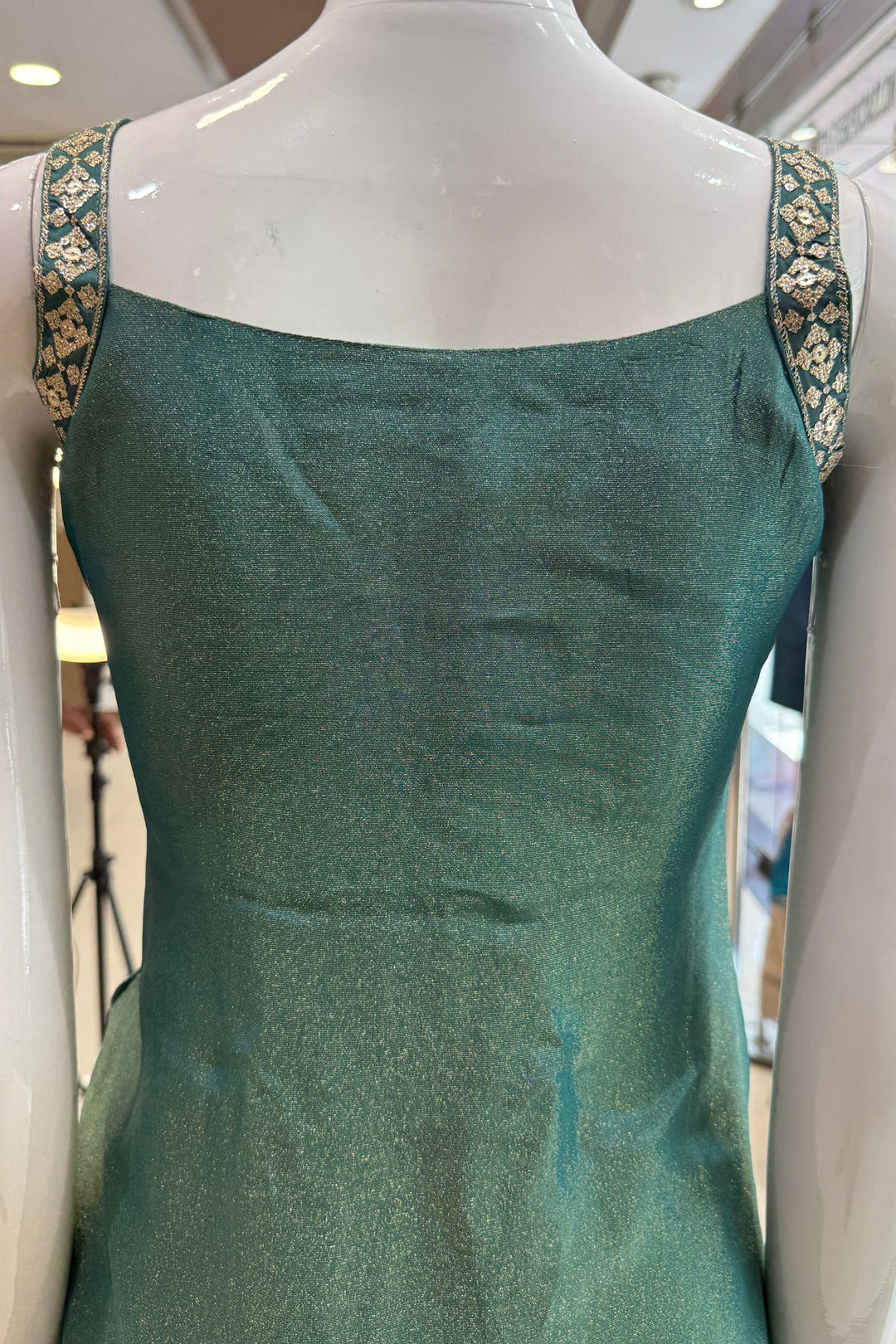 Sea Green Zari, Sequins and Banaras work Palazzo Salwar Suit