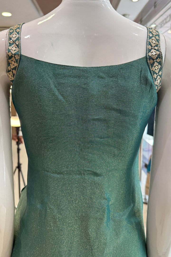 Sea Green Zari, Sequins and Banaras work Palazzo Salwar Suit