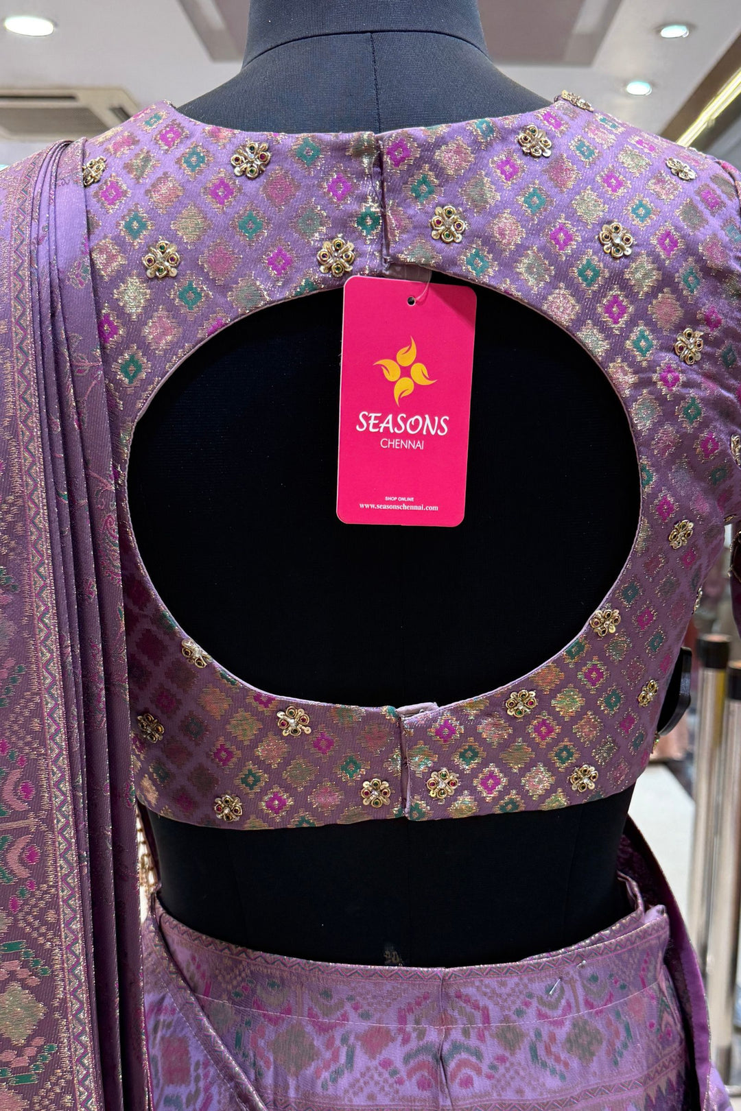 Banaras, Zardozi and Sequins work Ready-to-Wear Saree with Embellished Blouse