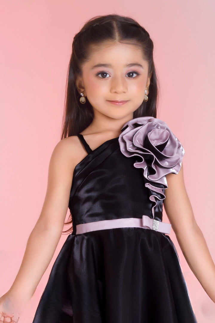 Black Short Partywear Frock for Girls