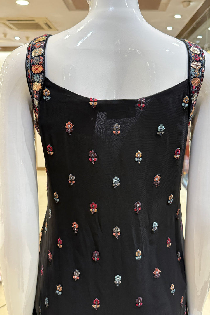 Black Embroidery and Sequins work Straight Cut Salwar Suit