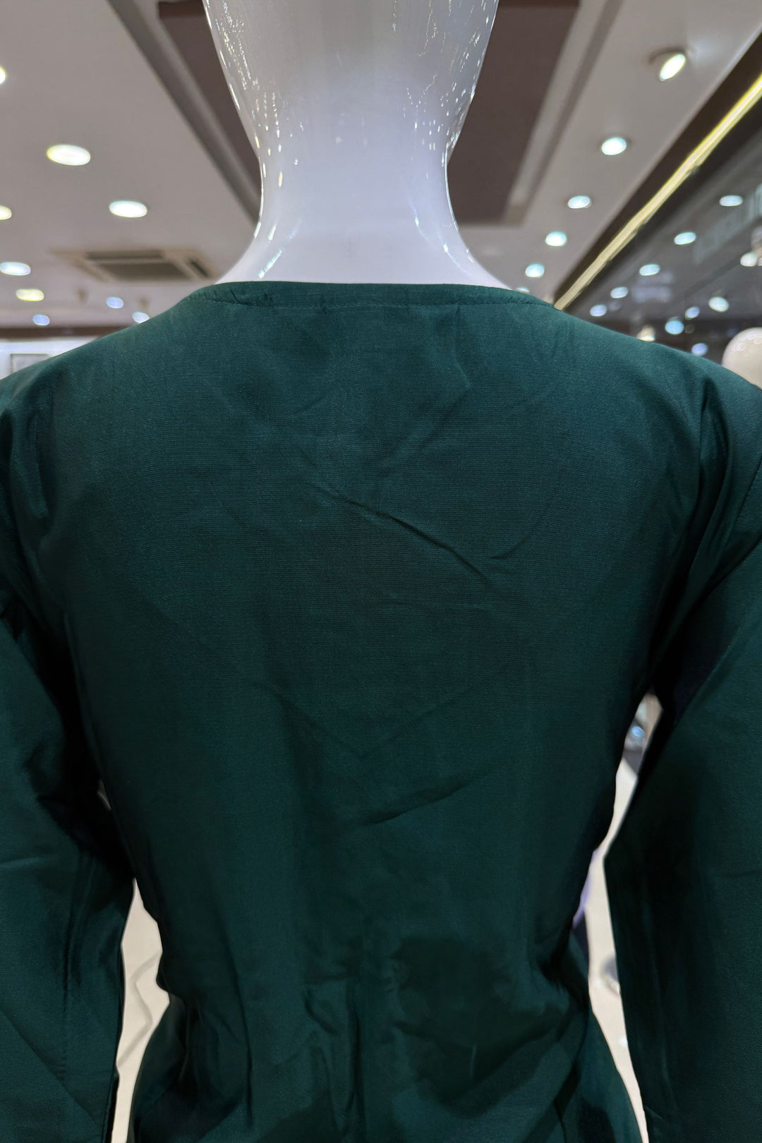 Bottle Green Banaras, Zardozi, Sequins, Beads and Zari work Straight Cut Salwar Suit