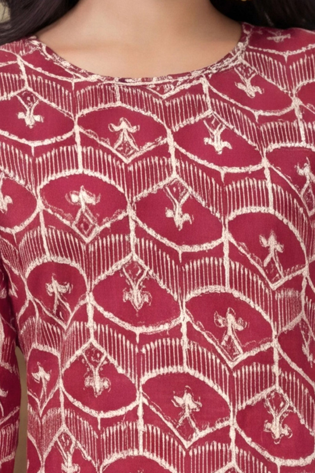 Red with Cream Zari and Sequins work Sharara Set for Girls