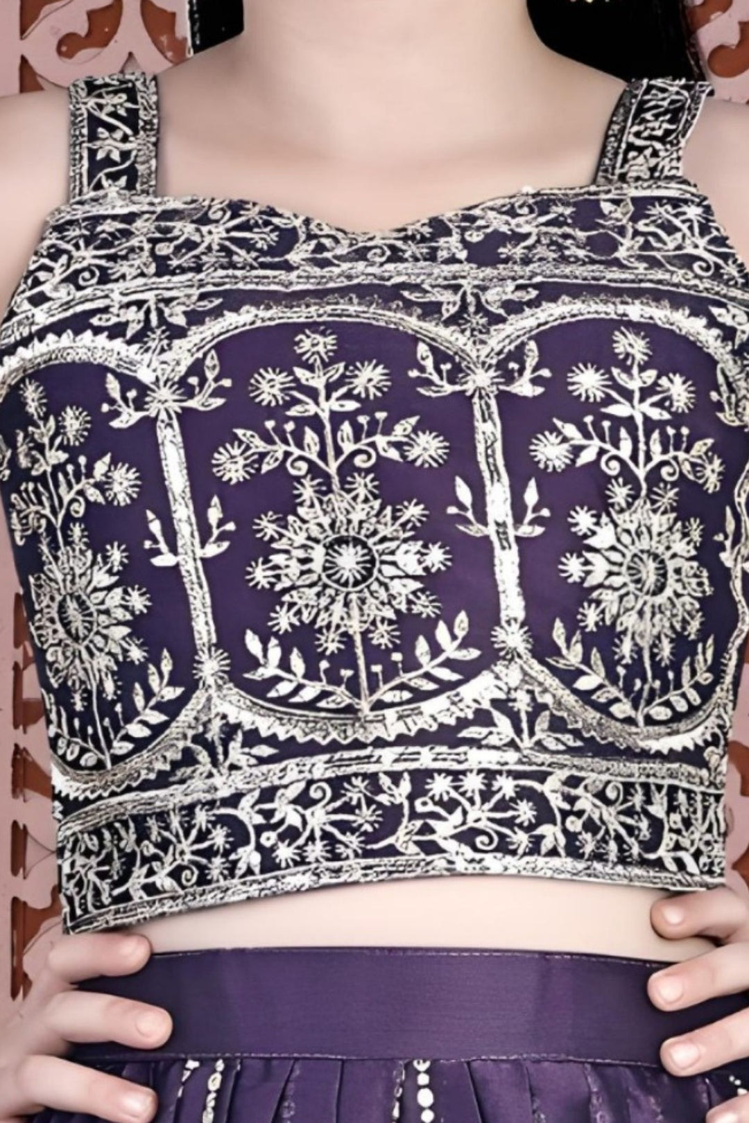 Purple Sequins and Zari work Lehenga Choli for Girls