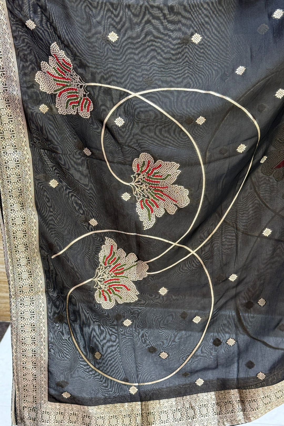 Black Banaras, Beads and Sequins work Straight Cut Salwar Suit
