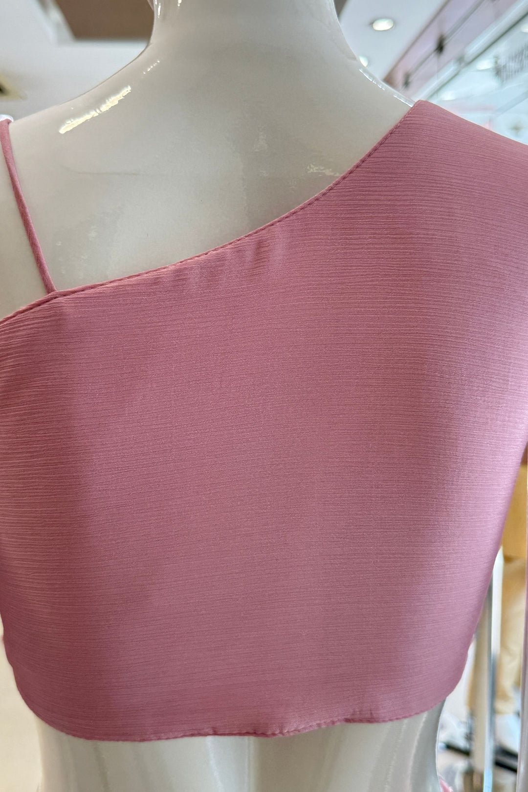 Baby Pink Beads and Stone work Indo-Western Palazzo Set with One-Shoulder Top