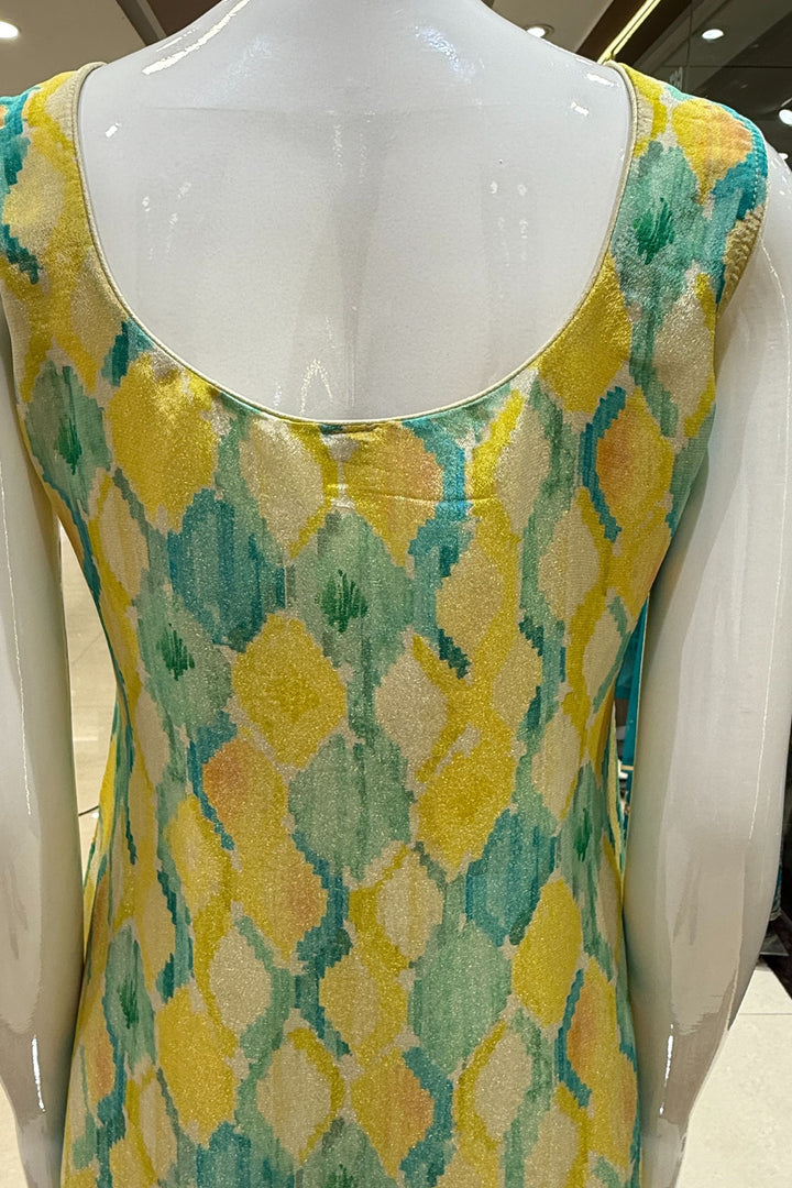 Multicolor Digital Print, Beads, Stone, Zari and Banaras work Straight Cut Salwar Suit