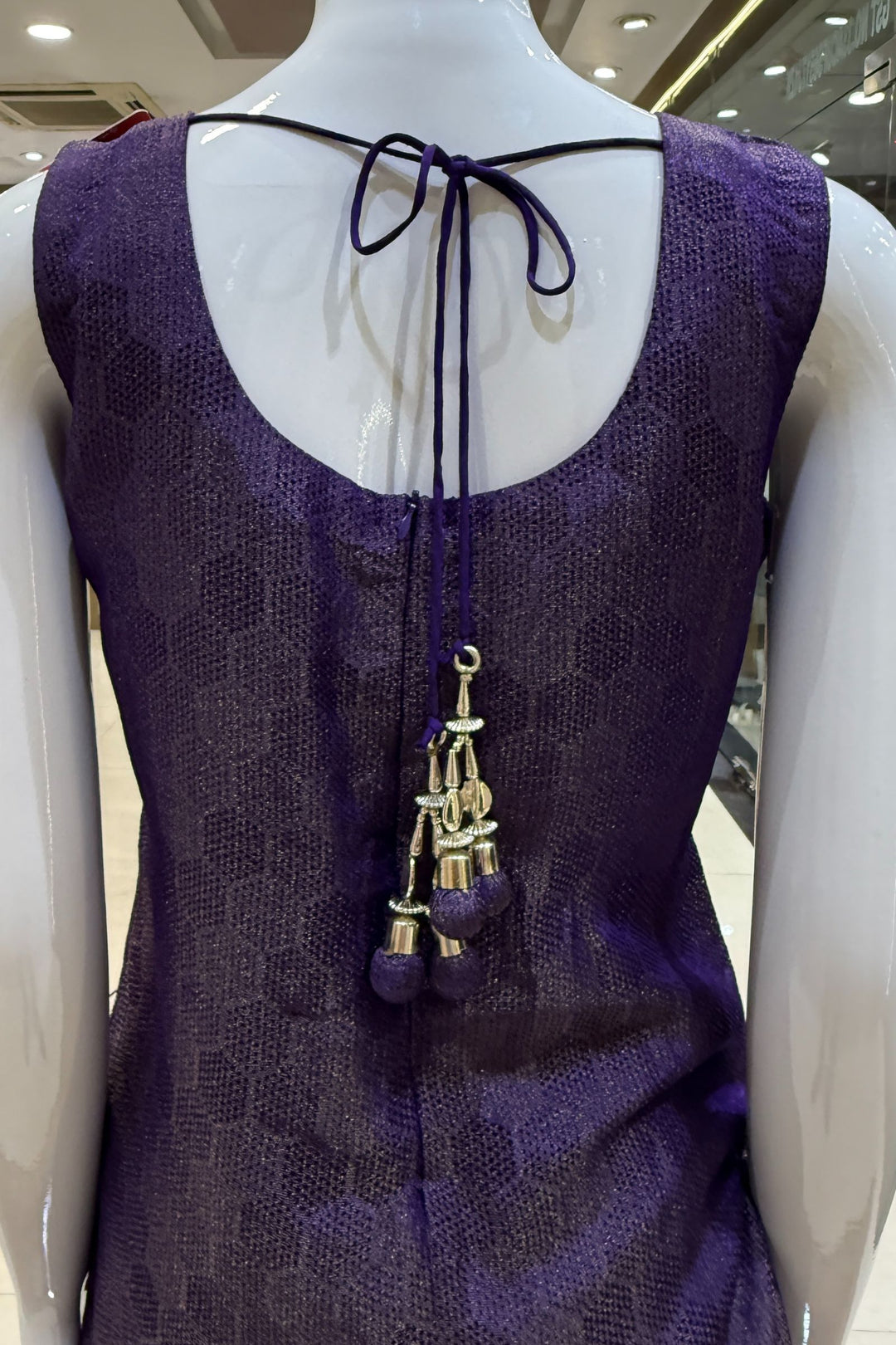 Purple Jacquard, Zari, Zardozi, Beads, Stone and Thread work Straight Cut Salwar Suit