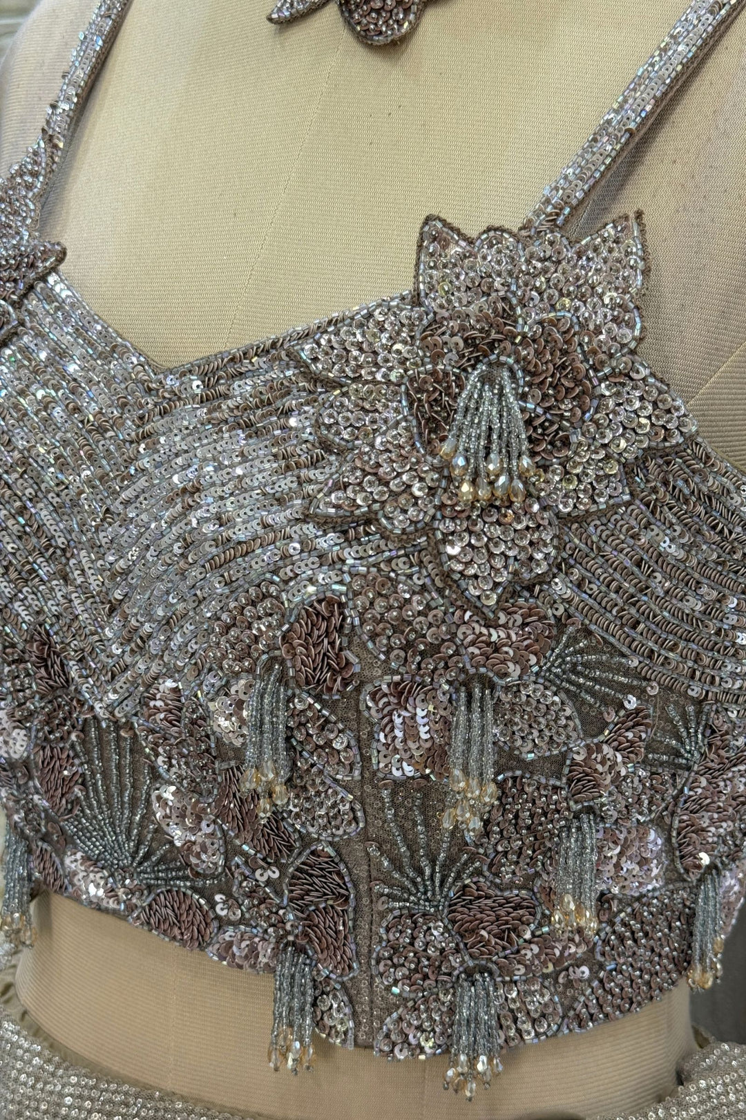 Brown Sequins and Beads work Mermaid Cut Lehenga Set