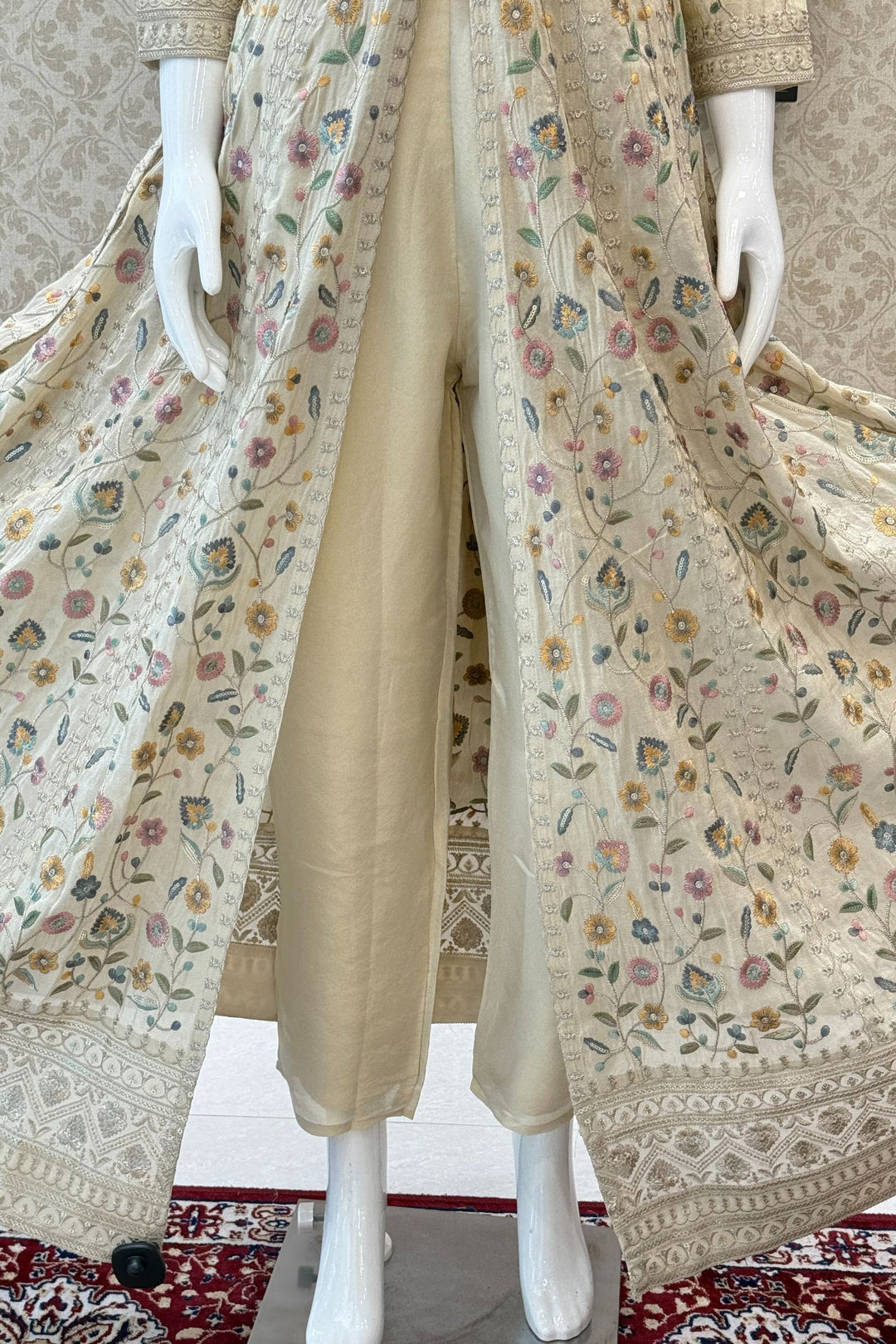 Cream Sequins, Zari and Multicolor Embroidery work Mastani Styled Salwar Suit