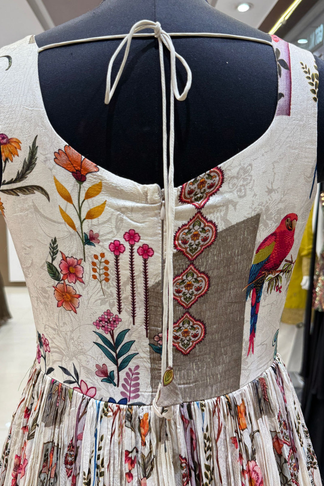 Cream Mirror, Zardozi, Zari and Banaras work with Digital Print Floor Length Anarkali Suit