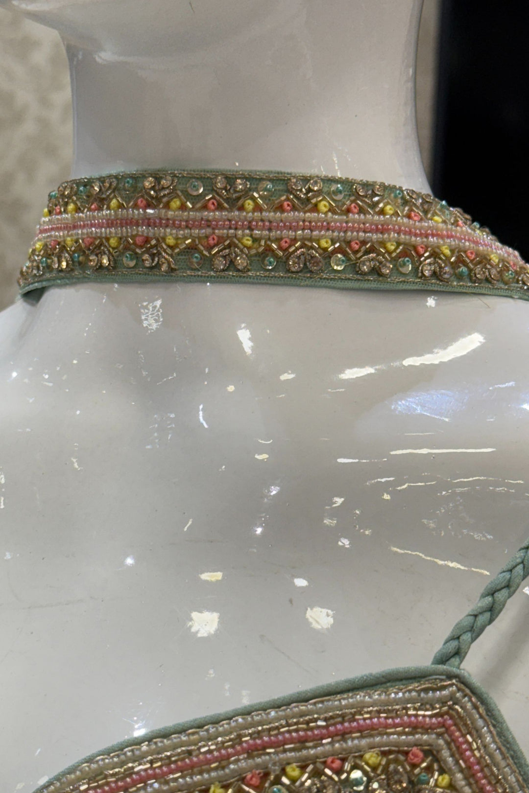 Sea Green Multicolor Thread, Stone, Zardozi, Sequins and Beads work Palazzo Salwar Suit