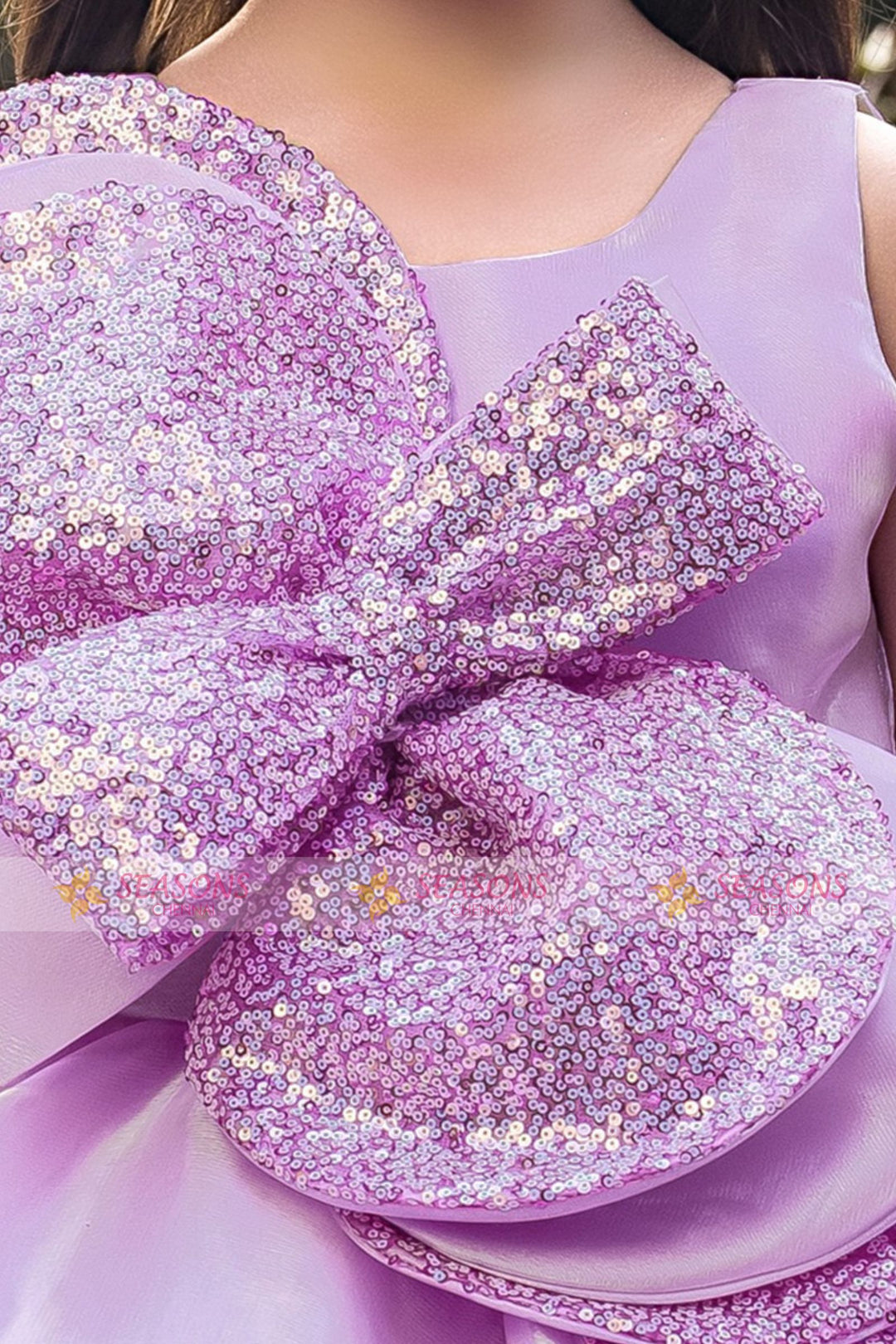 Lavender Sequins work Short Partywear Frock for Girls