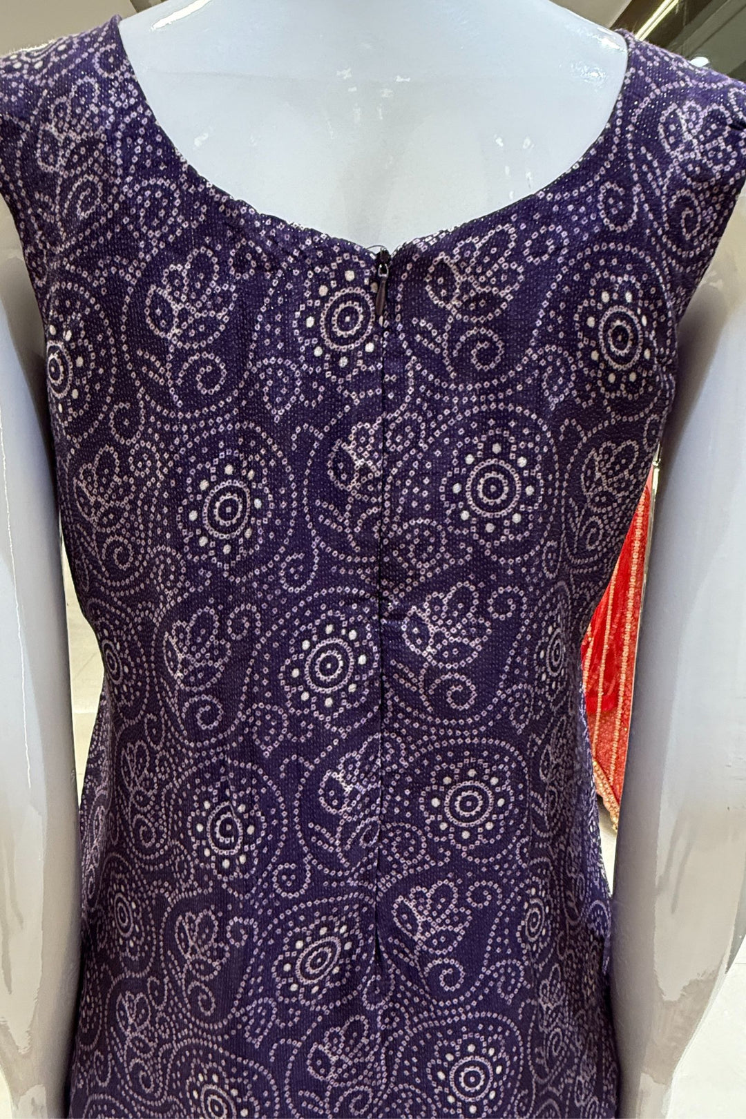 Purple Zari Weaving and Banaras work with Bandini Print Straight Cut Salwar Suit