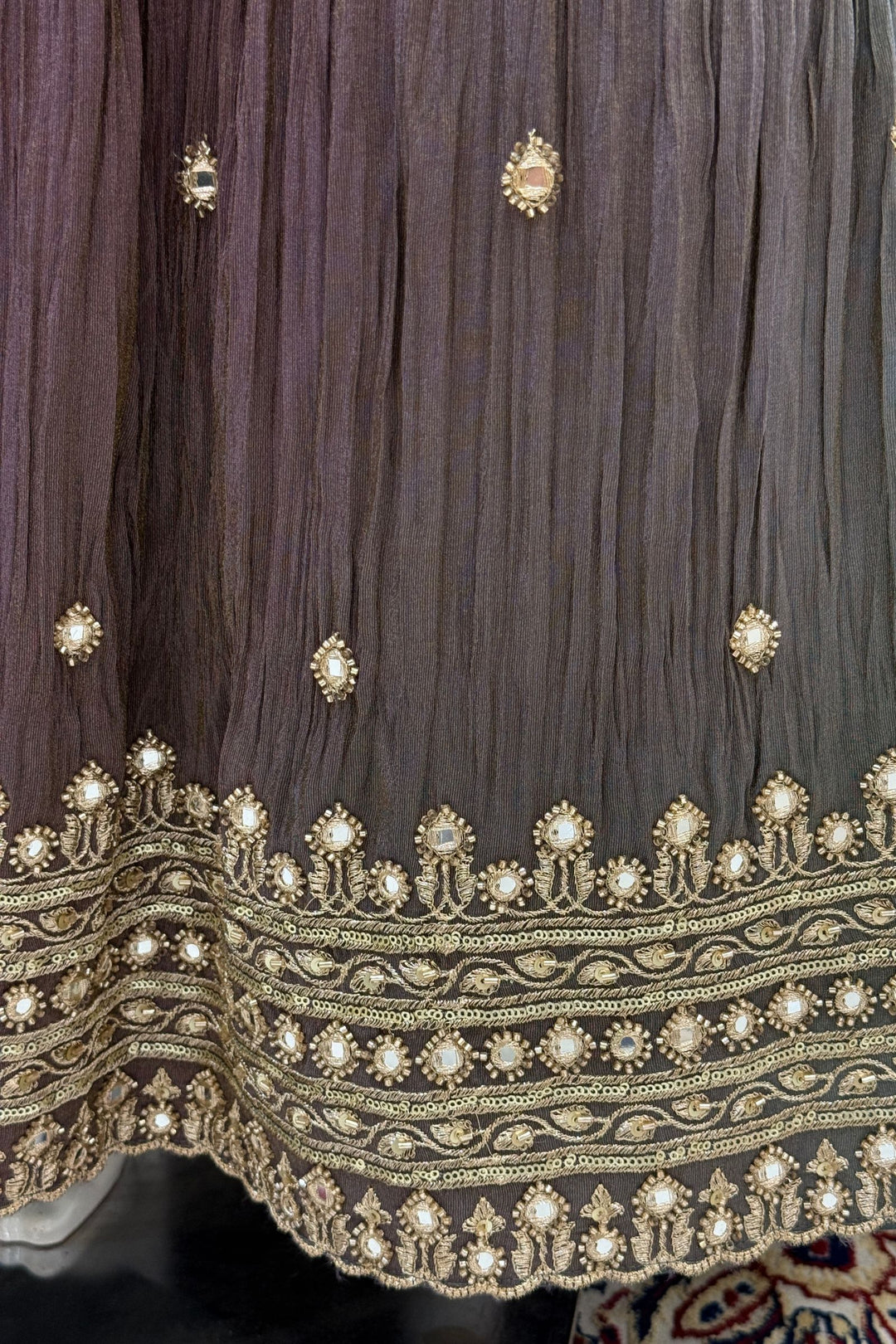 Designer Lehenga with Intricate Mirror, Stone, Sequins, Zari and Beads work