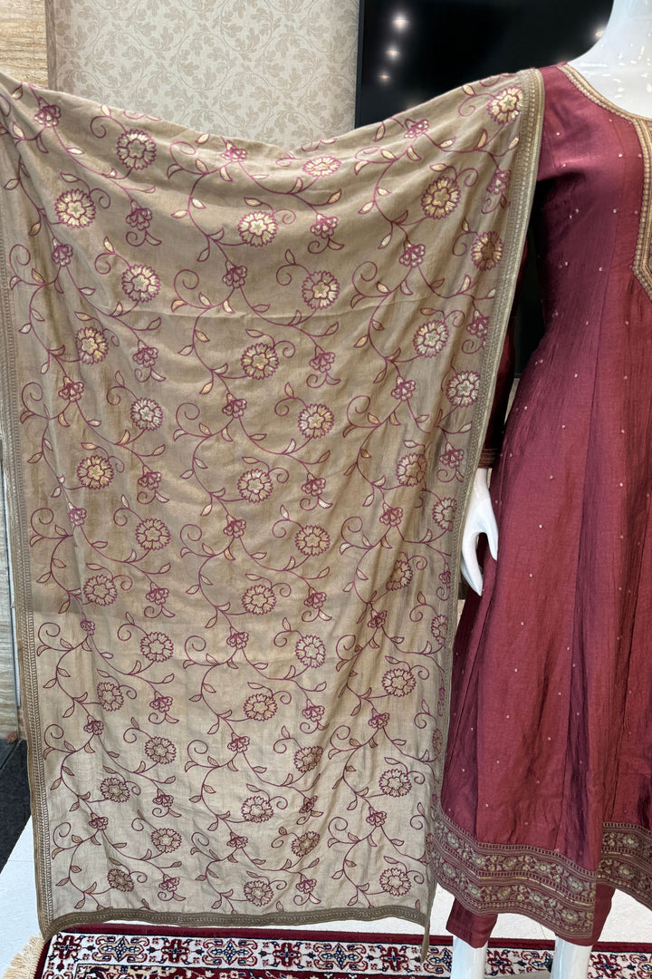 Onion Embroidery and Sequins work A-line Cut Salwar Suit