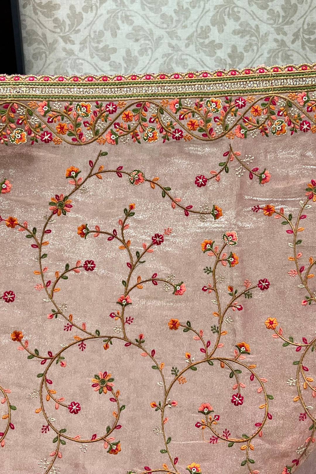 Onion Multicolor Embroidery, Sequins and Stone work Saree