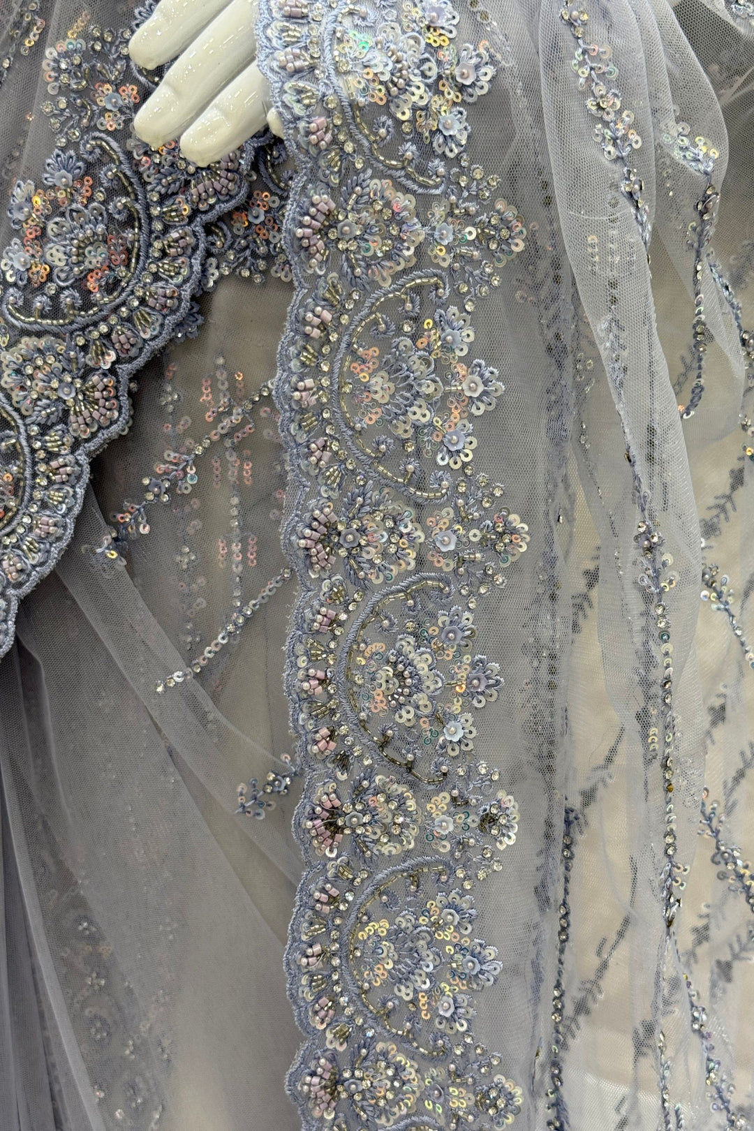 Premium Party Wear Net Saree with Heavy Embellished Border