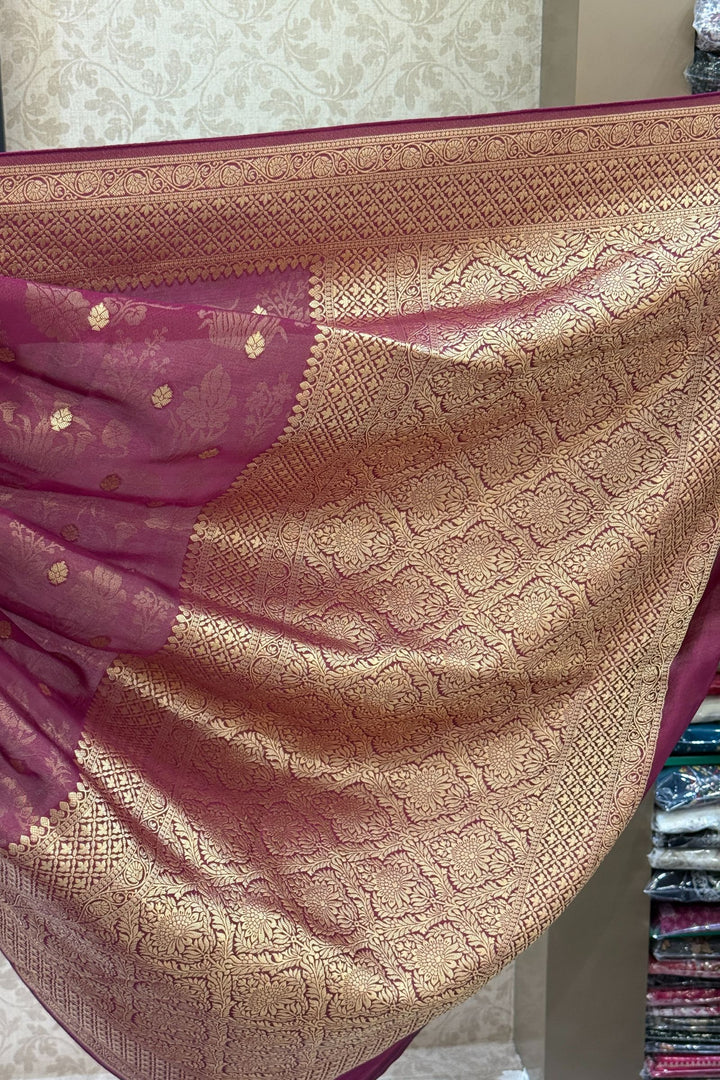 Wine Banaras Zari work Saree