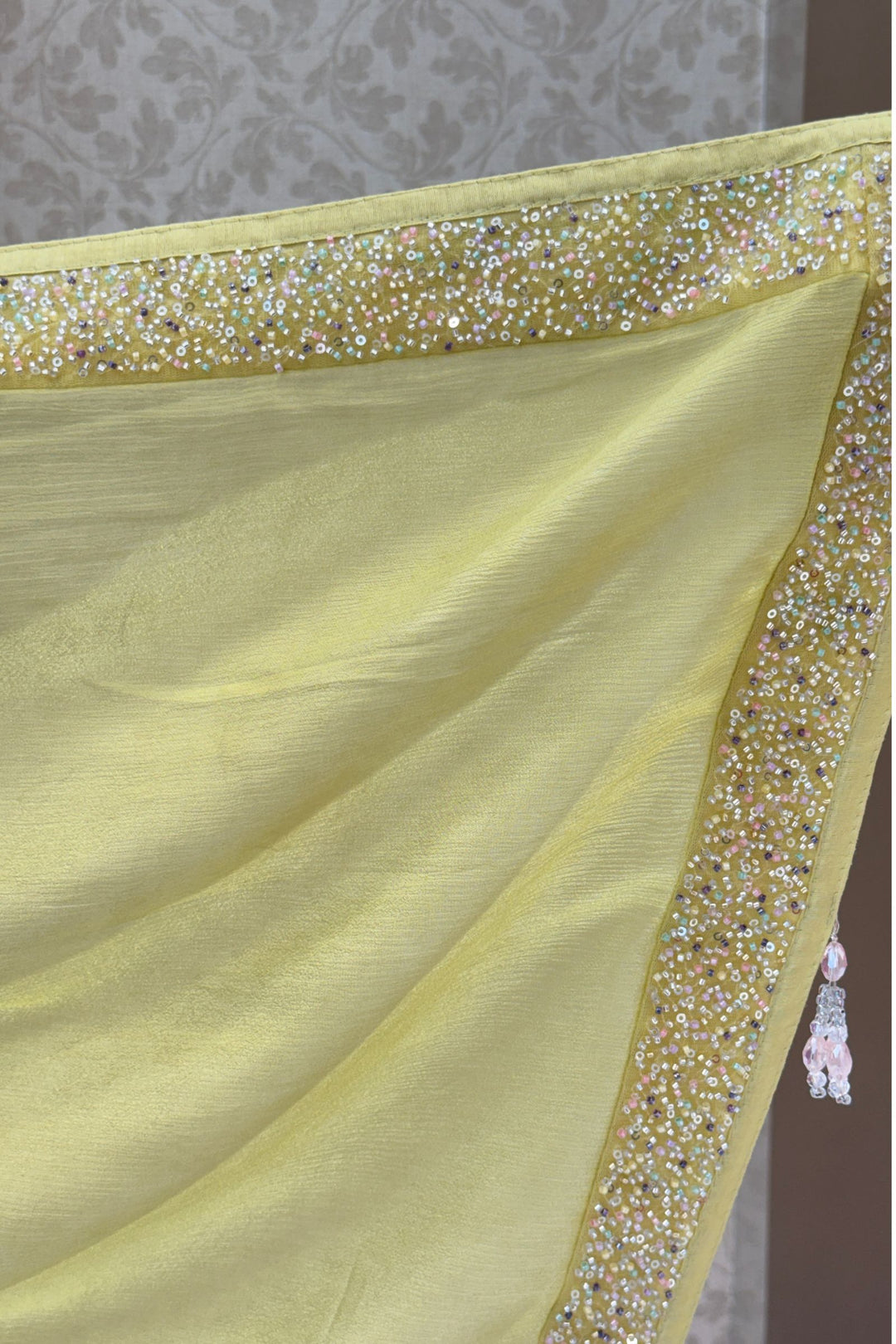 Liril Green Sequins and Beads work Saree