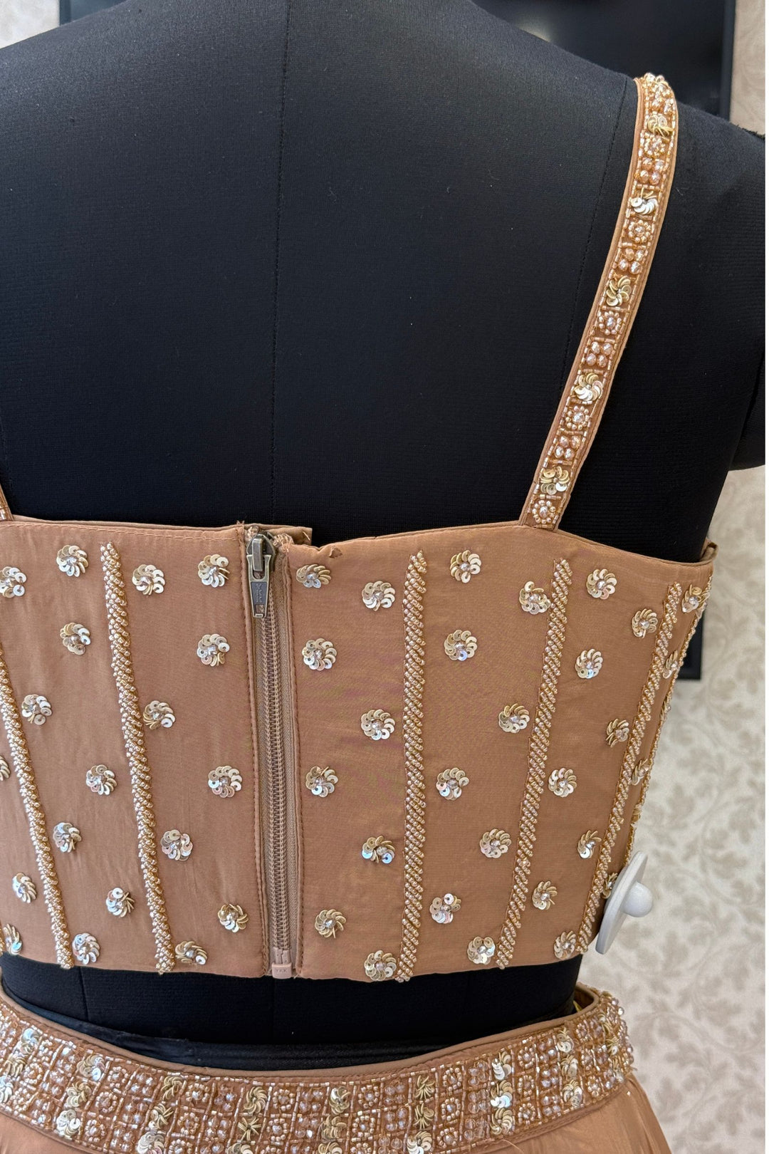 Chiku Beads and Sequins work Crop Top Lehenga