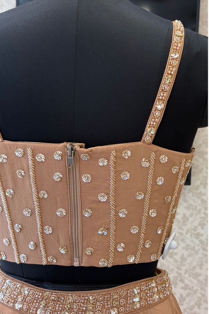 Chiku Beads and Sequins work Crop Top Lehenga