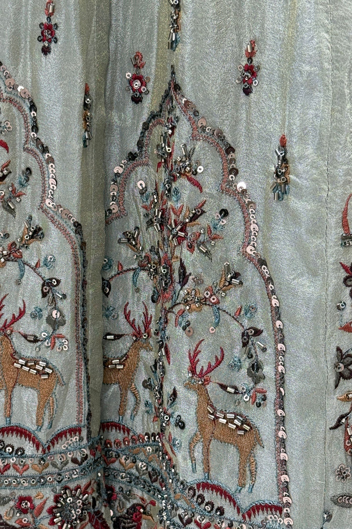 Mastani Style Palazzo Set with Beads and Sequins Work Featuring Detailed Animal Motifs