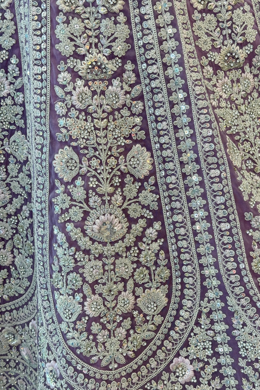 Lavender Wedding Lehenga with Intricate Zardozi, Sequins, Beads and Floral Embroidery
