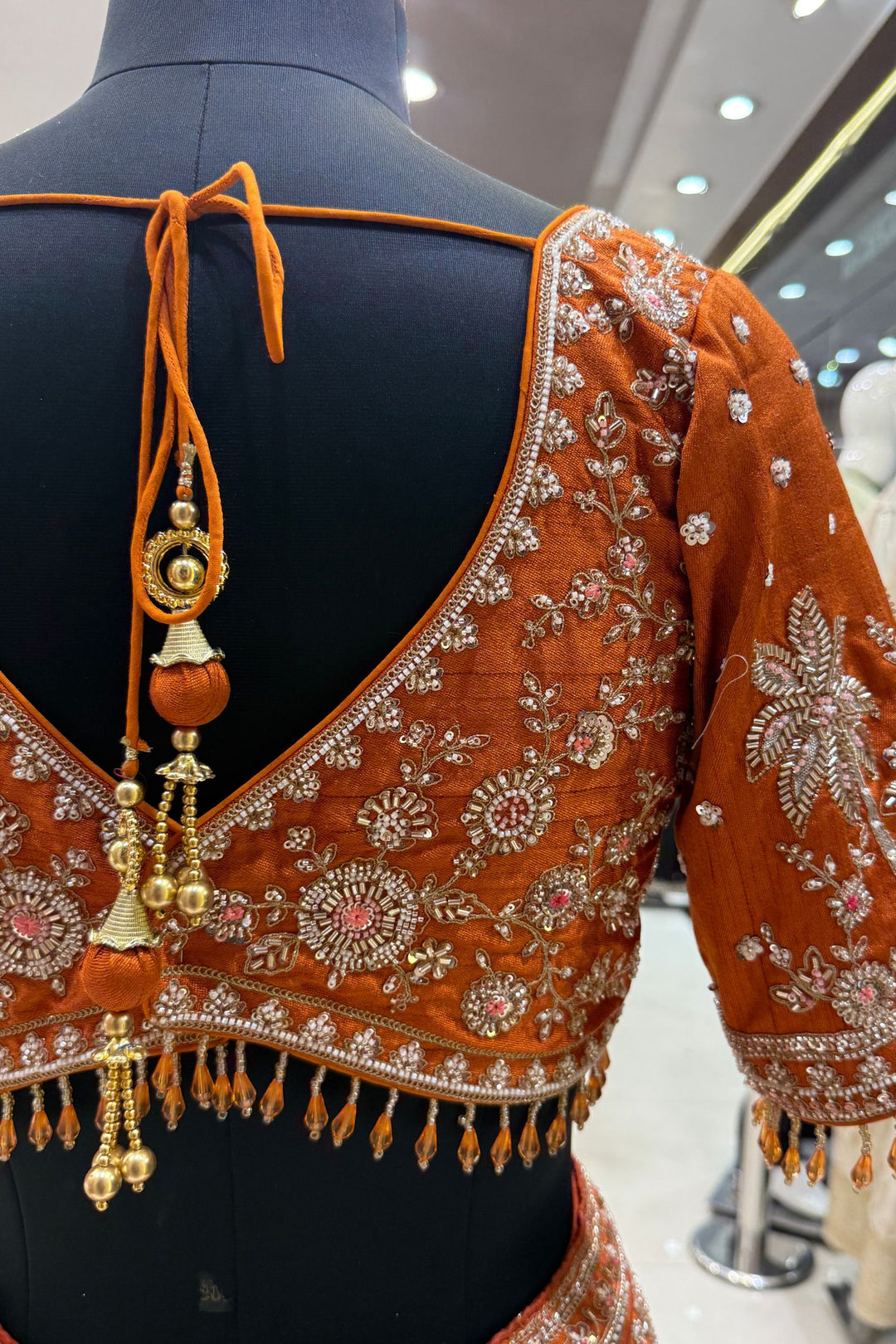 Orange Royal Heritage Motif Wedding Lehenga