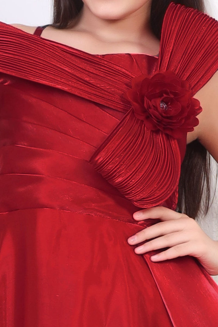 Red Long Party Gown for Girls