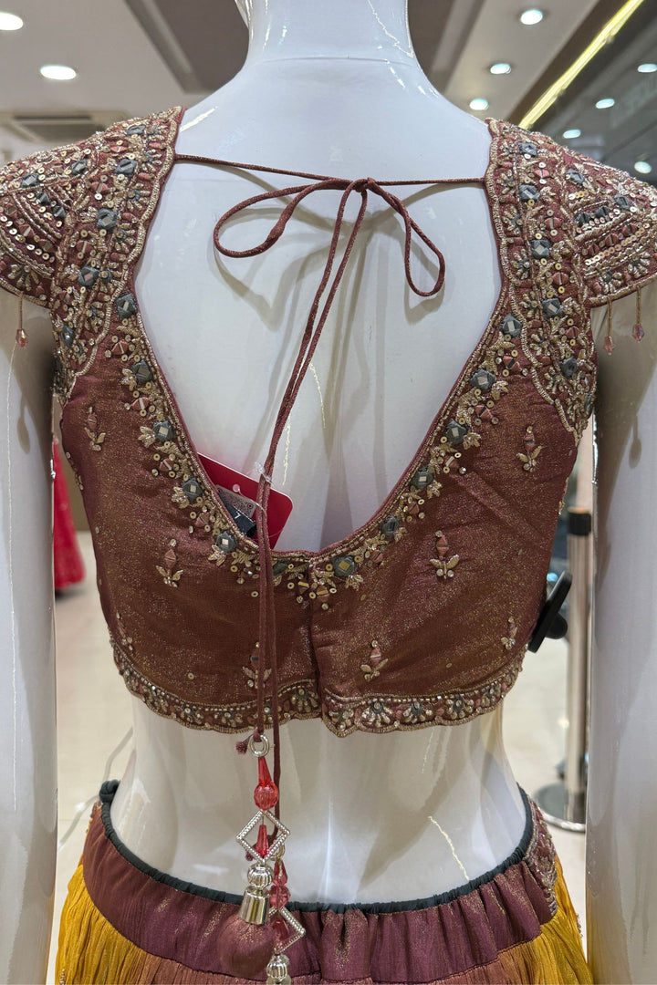 Designer Lehenga with Intricate Mirror, Stone, Sequins, Zari and Beads work
