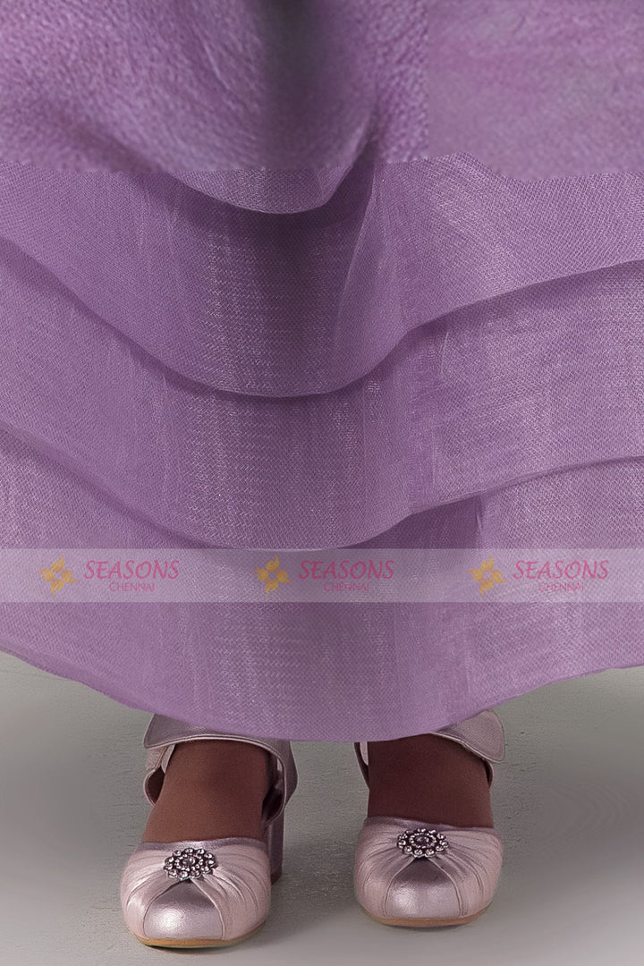 Purple Sequins work Long Party Gown for Girls