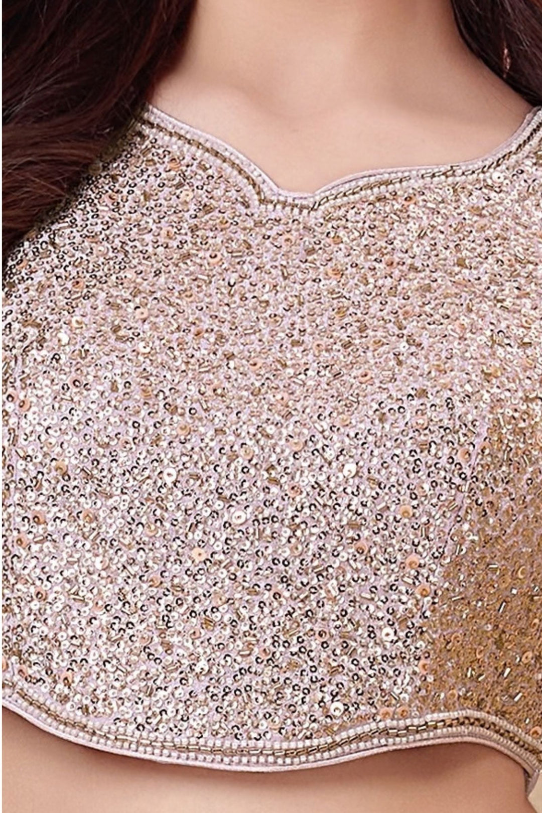 Light Lavender Sequins and Beads work Lehenga Choli for Girls