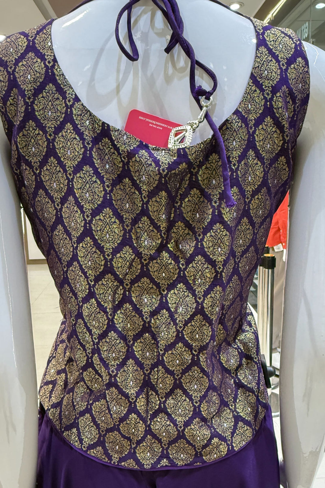 Purple Mirror, Stone and Banaras work Palazzo Suit Set