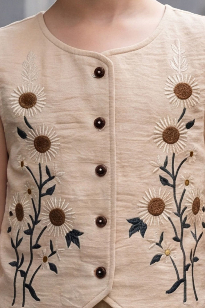 Fawn Embroidered Top and Palazzo Set for Girls