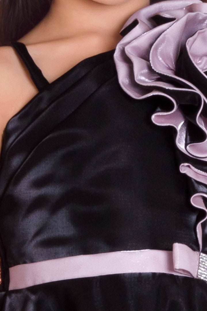 Black Short Partywear Frock for Girls