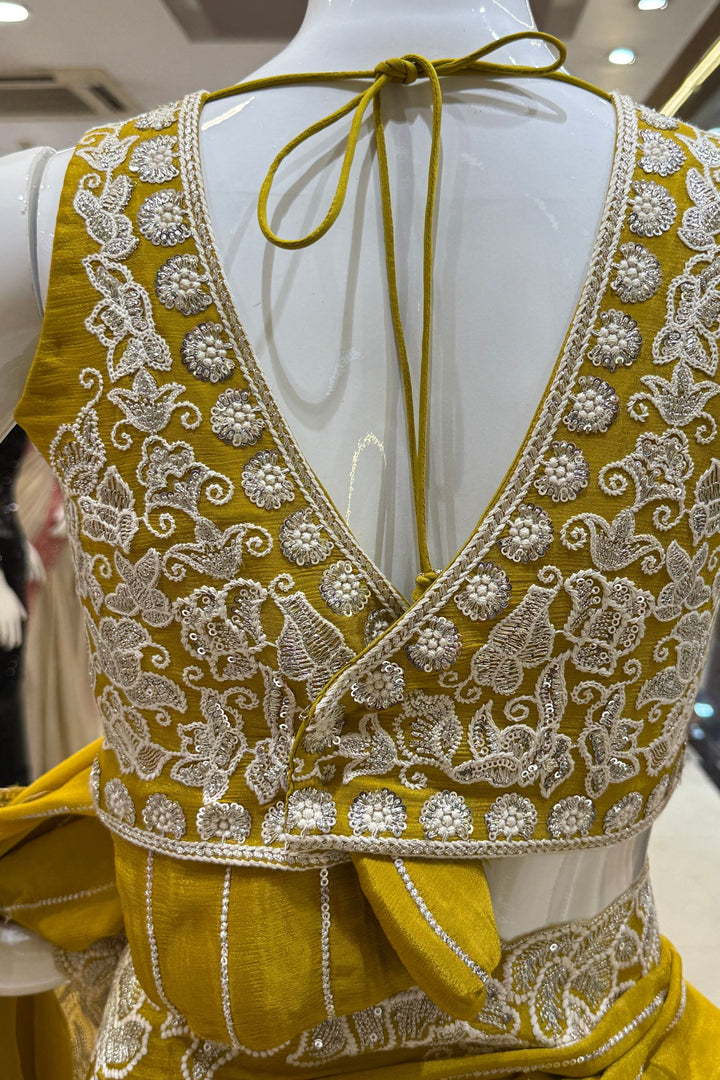 Liril Green Saree with Thread and Sequins work Embellishments
