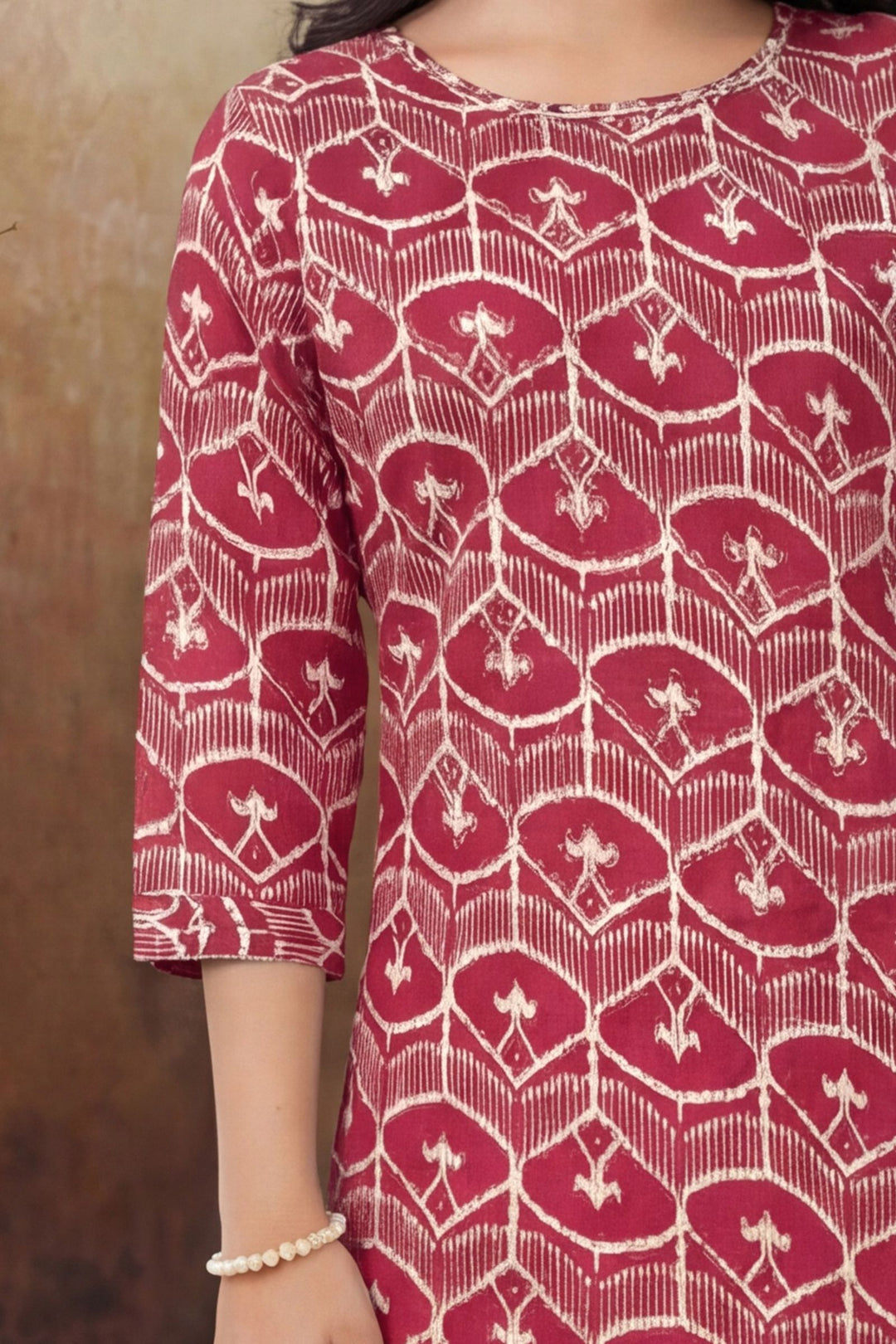 Red with Cream Zari and Sequins work Sharara Set for Girls