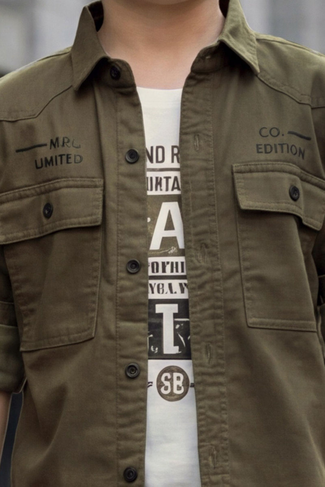 Green Blazer, Printed T-Shirt and Black Pant Set for Boys