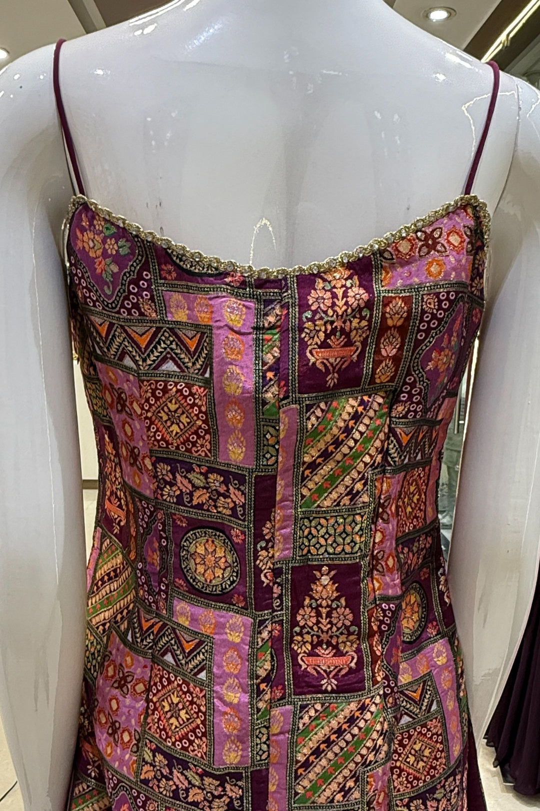 Wine Stone, Mirror and Banaras work with Digital Print Sharara Salwar Suit