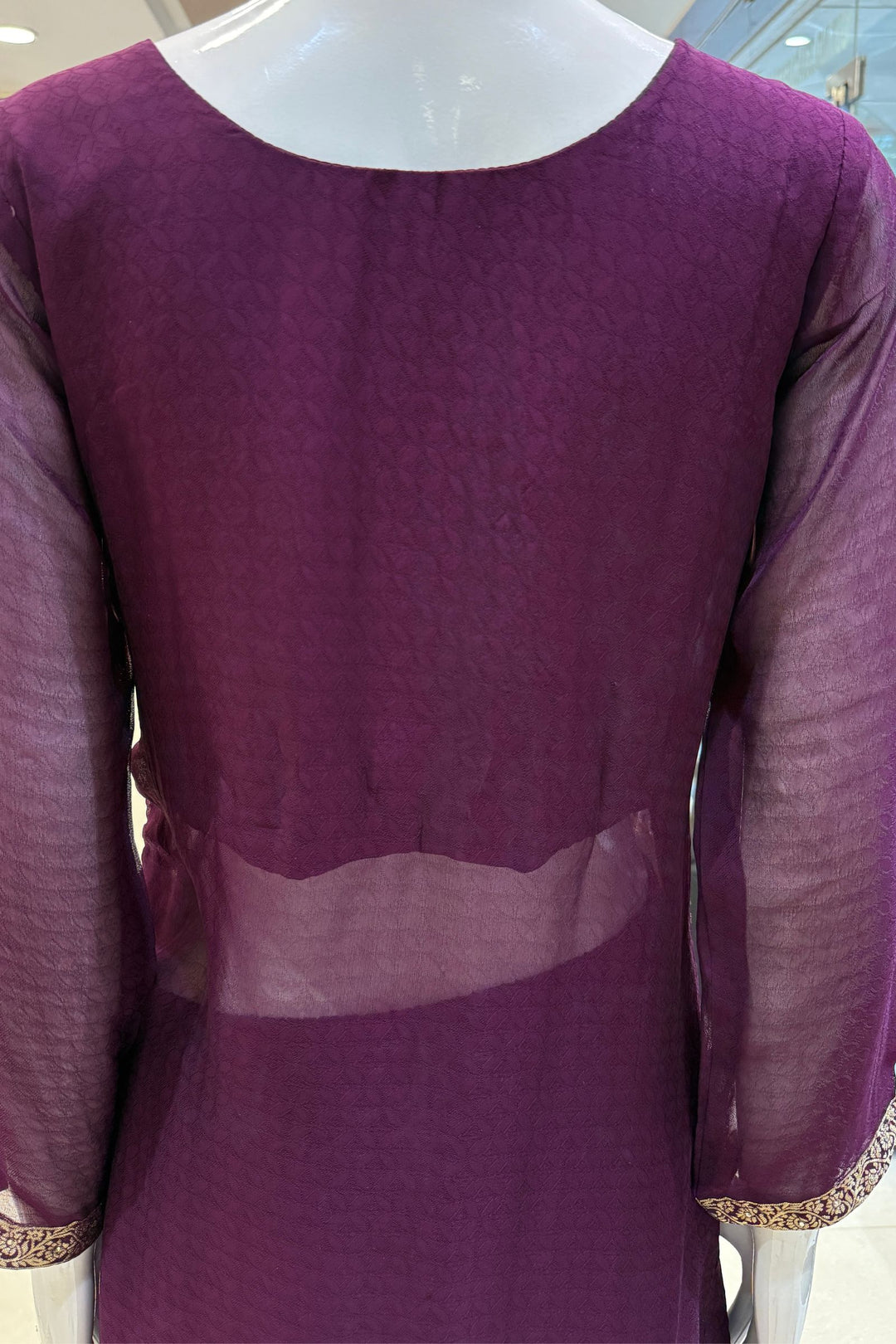 Purple Banaras, Stone, Zardozi, SEquins, Beads and Zari work Straight Cut Salwar Suit