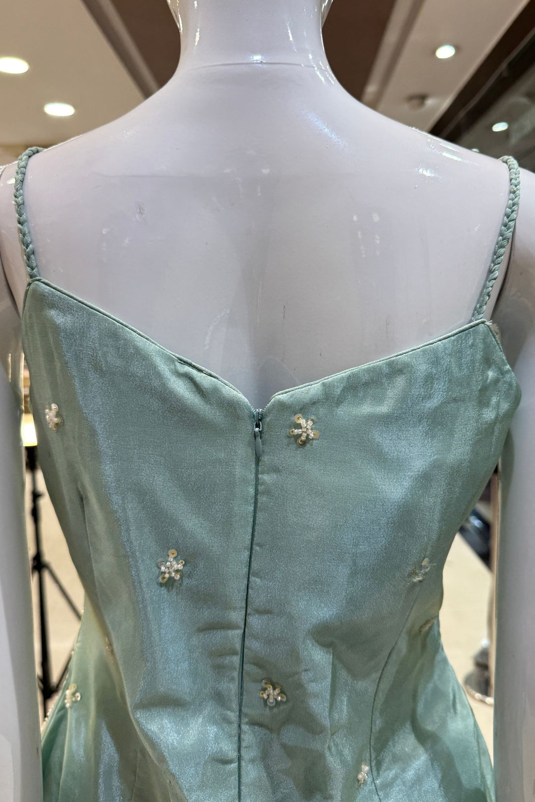 Sea Green Multicolor Thread, Stone, Zardozi, Sequins and Beads work Palazzo Salwar Suit