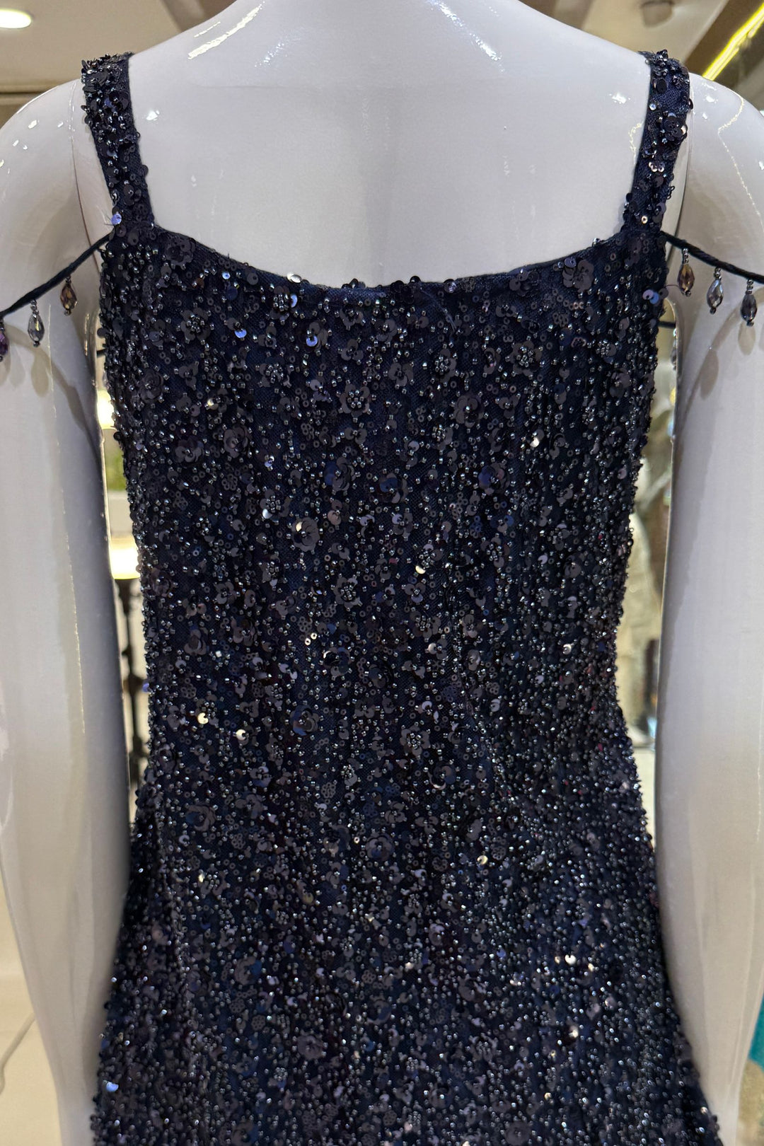 Navy Blue Beads and Sequins work Palazzo Salwar Suit