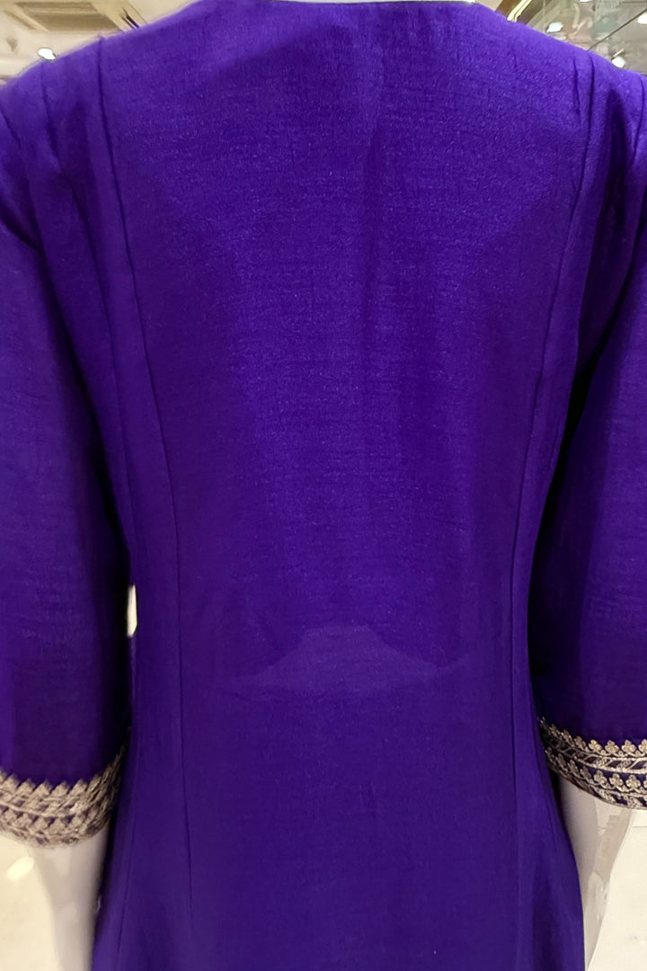 Violet Zari and Sequins work A-line Cut Salwar Suit