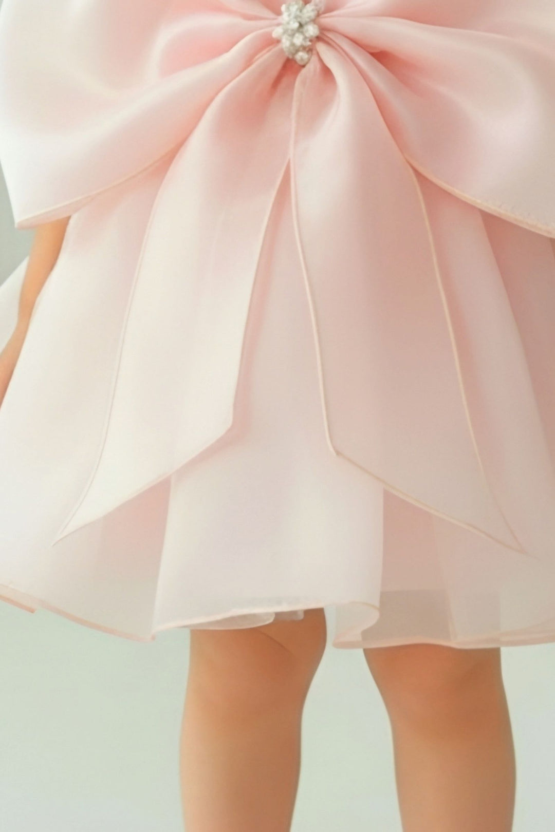 Peach Partywear Short Frock for Girls