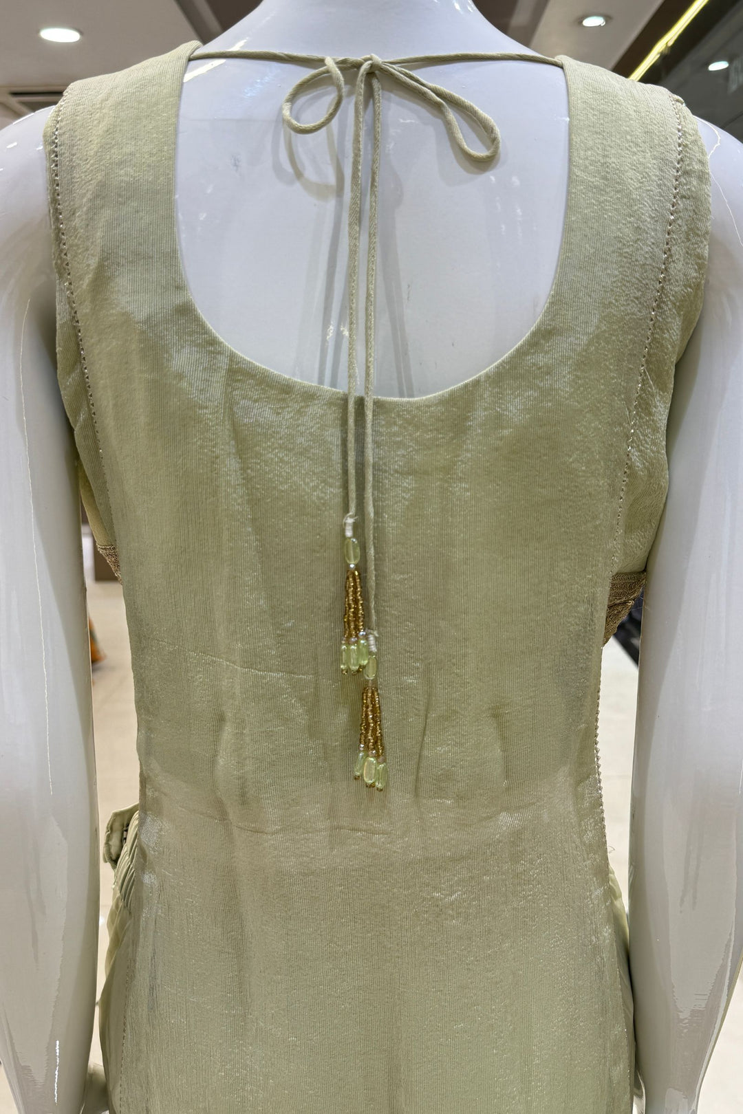 Pista Green Zari and Sequins work High Slit Palazzo Set