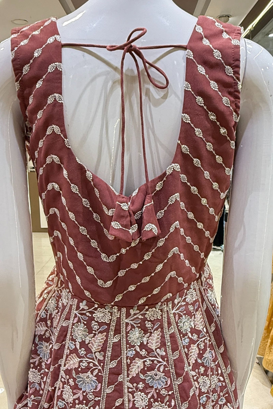 Brick Red Multicolor Embroidery and Sequins work Peplum Top with Palazzo Suit Set