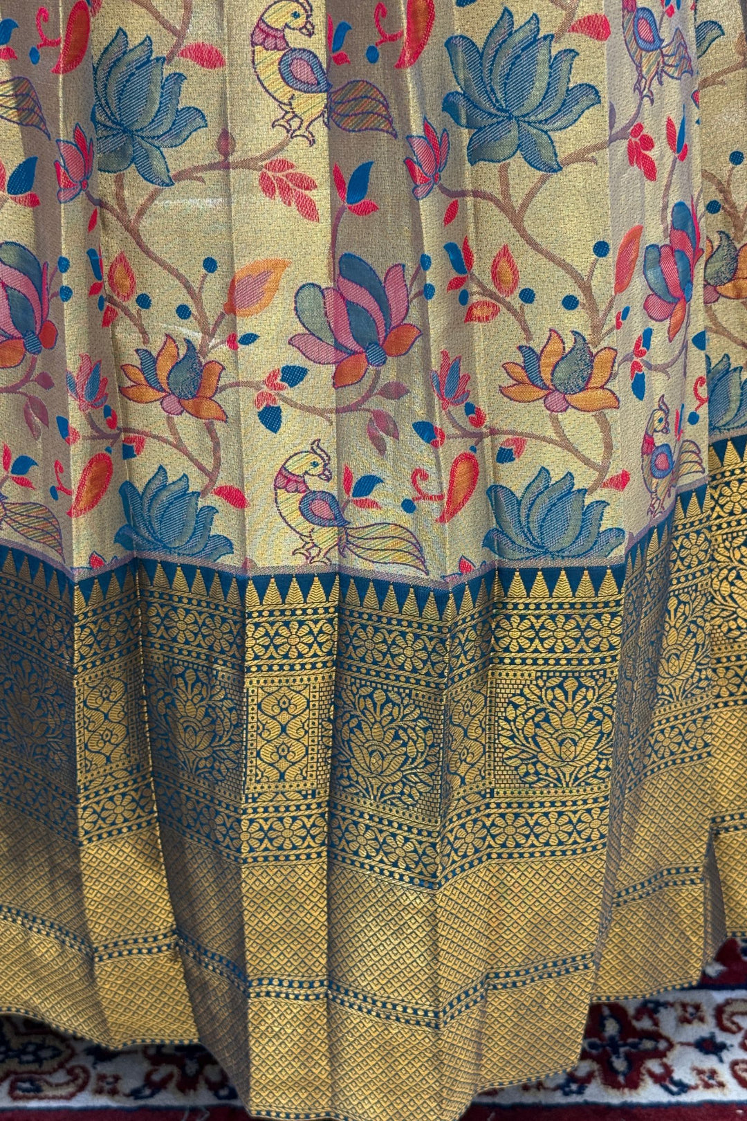 Designer Floral Banarasi Lehenga Set in Rani Pink and Gold