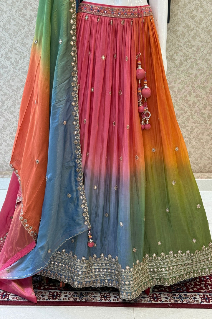 Designer Lehenga with Intricate Mirror, Stone, Sequins, Zari and Beads work