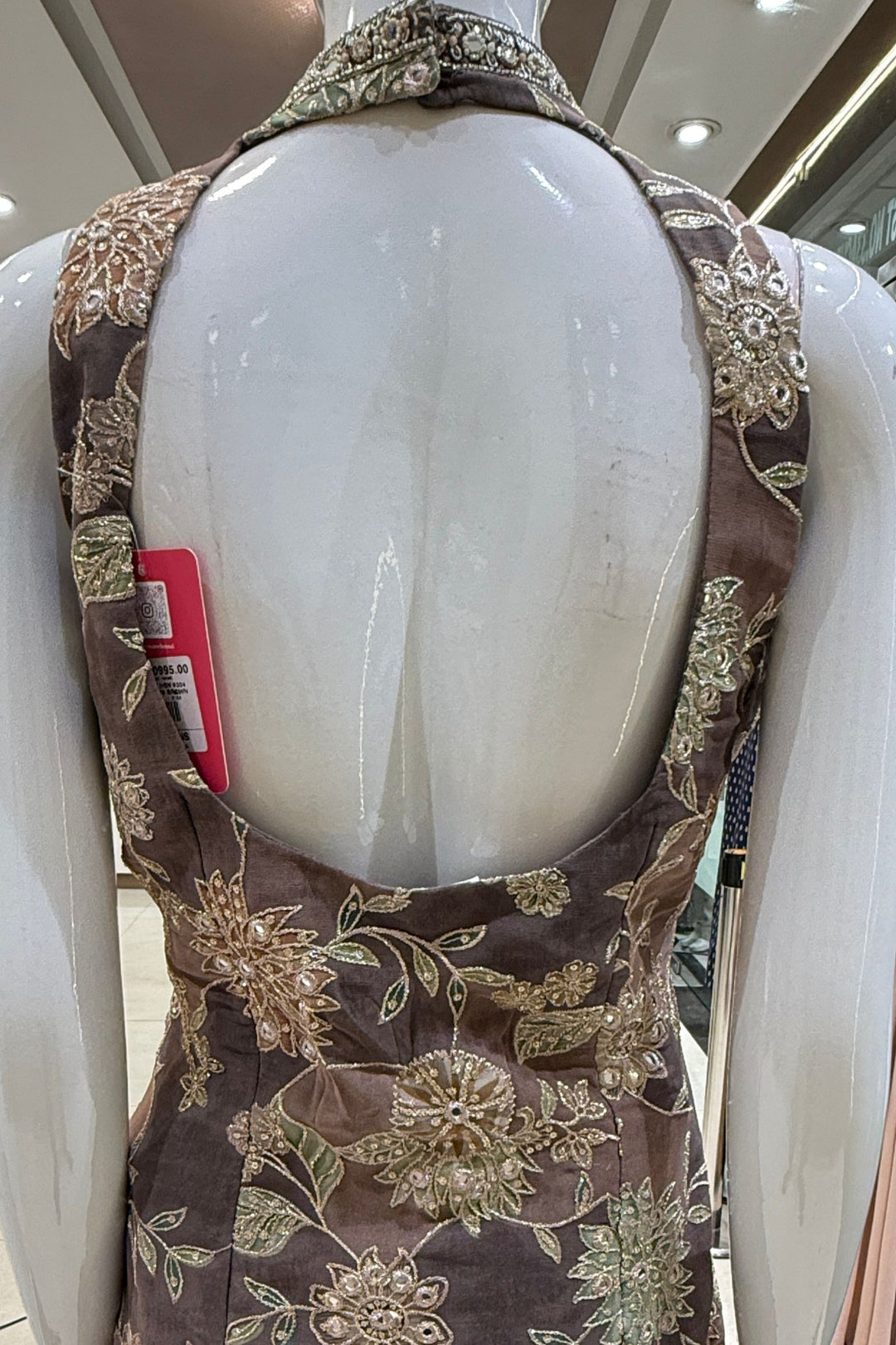 Brown Zari, Beads, Mirror and Zardozi work Palazzo Salwar Suit